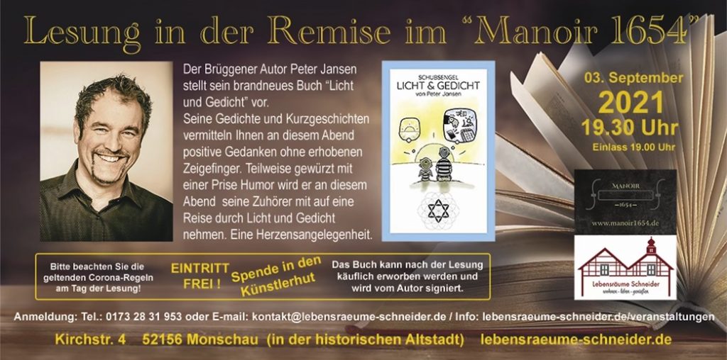SchubsEngel - Licht und Gedicht Band 1 Lesung in Monschau in der Remise 2021
